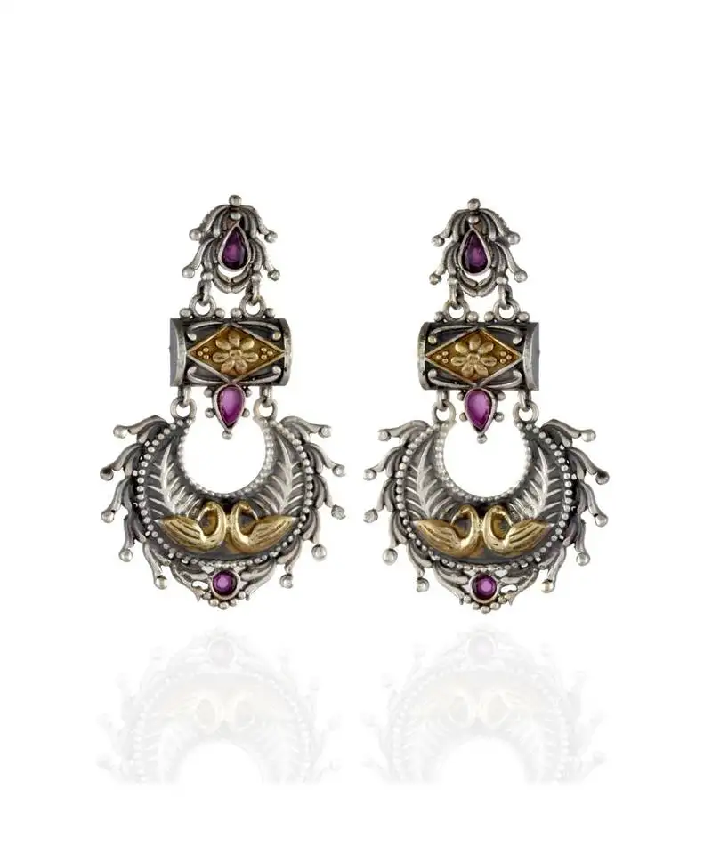 Red smart look delicate oxidised earring