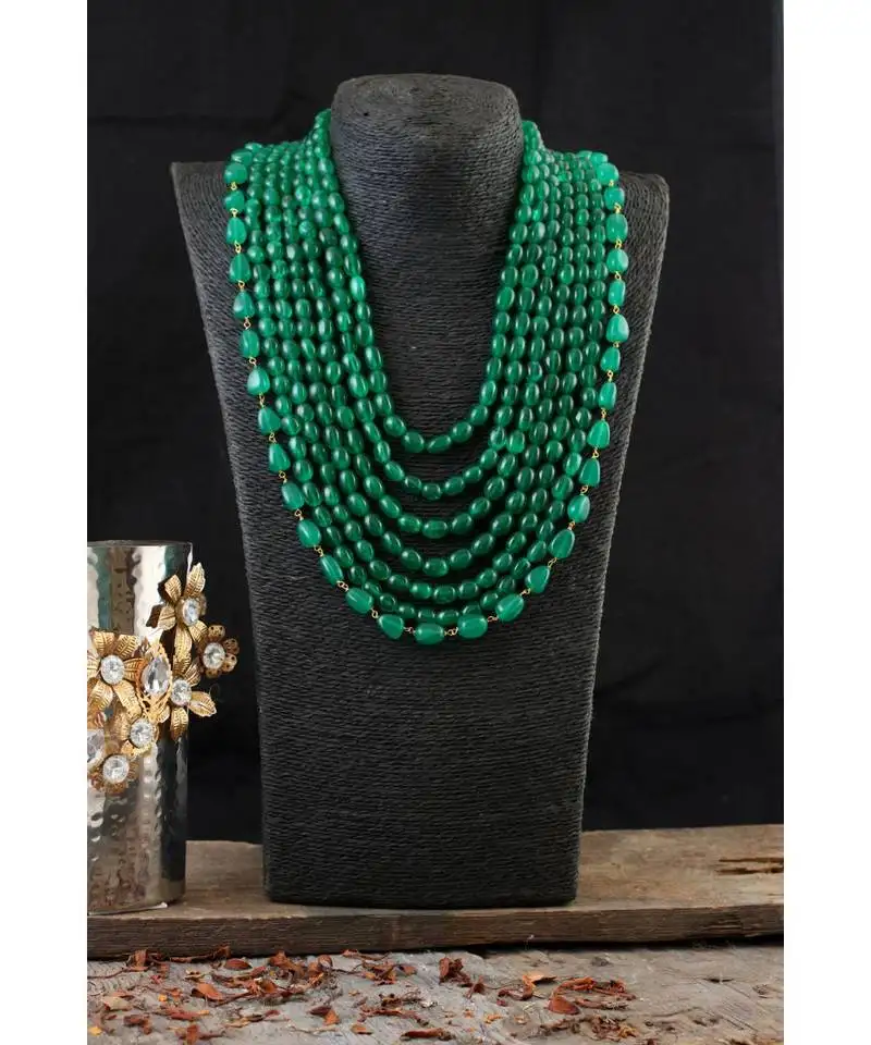 Green onyx seven line royal groom wedding kantha