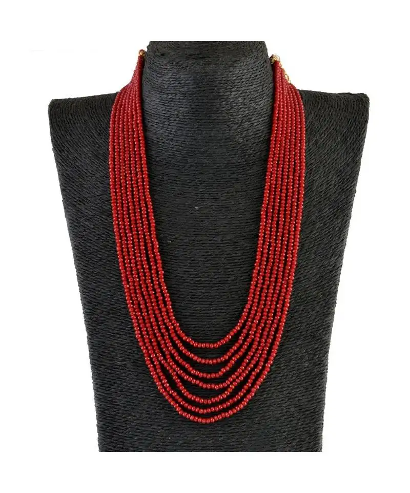 Red crystal six line elegant mala