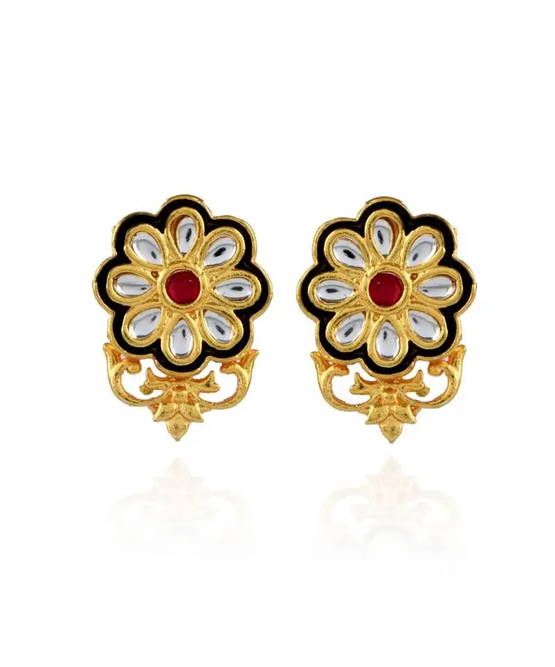 Black red cute small flower pattern kundan tops