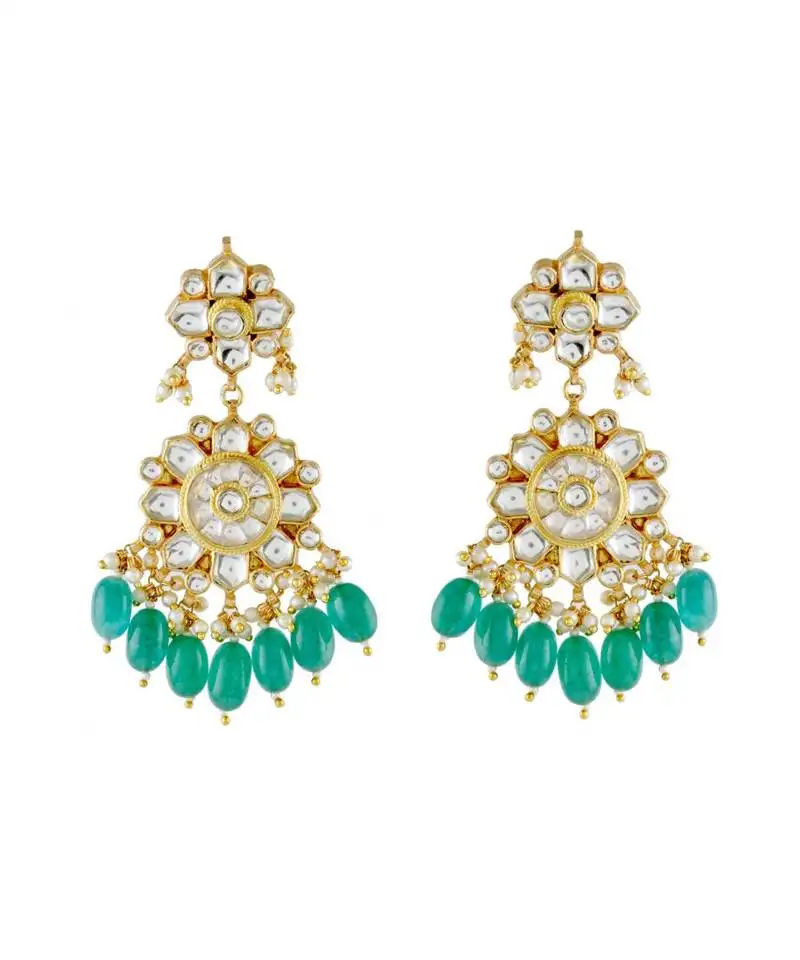 Golden beautiful vintage look traditional ahemdabadi kundan earring