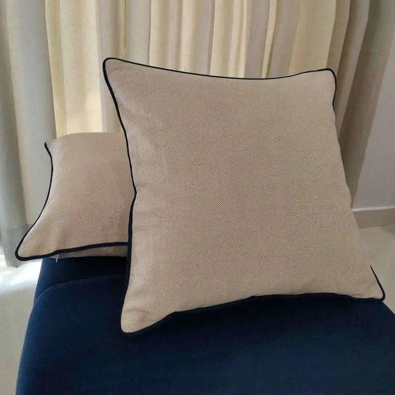 Beige cotton cushion cover – 18x18 | minimalist sofa & bed pillow cover | modern cotton throw pillow