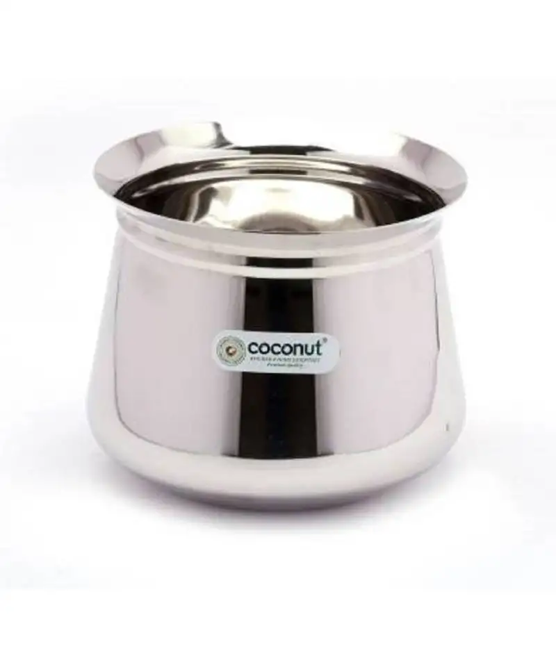 Coconut stainless steel temple handi::Cookware -set of 2 - capacity- 1500ml & 2000ml each handi