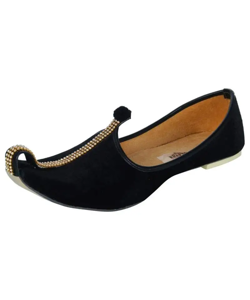 Men's black velvet mono rhinestone mojaris