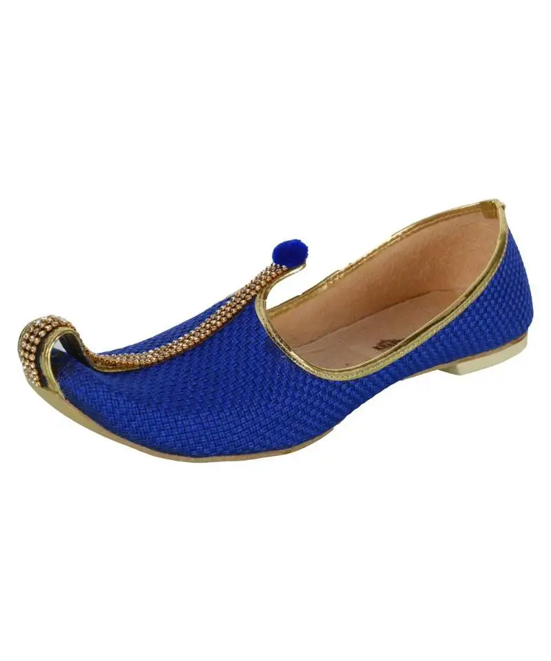 Men's blue jute mono rhinestone mojaris