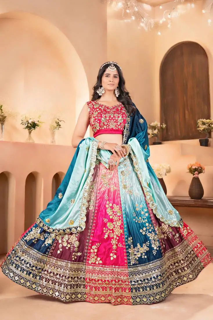 Multicolor embroidery sequin work lehenga choli